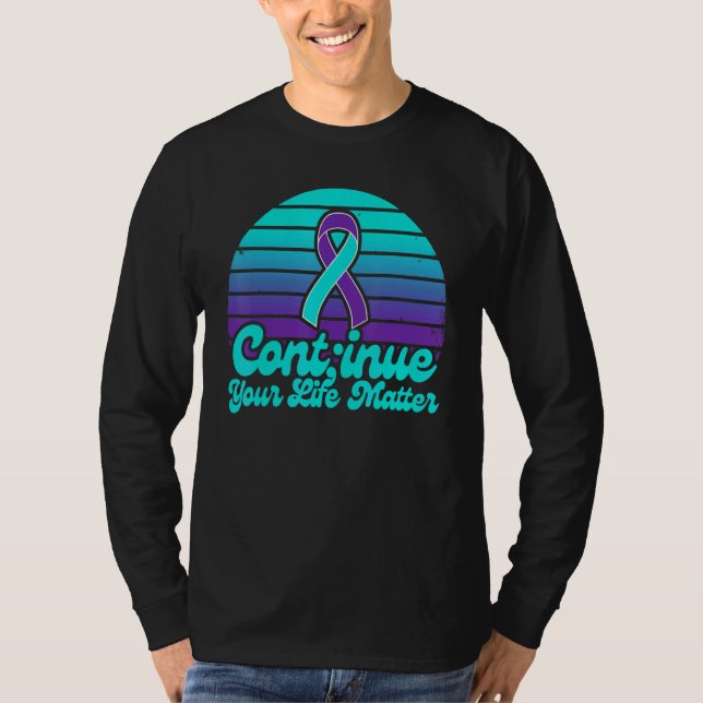 Camiseta Suicide prevention retro sunset Continue your life (Anverso)