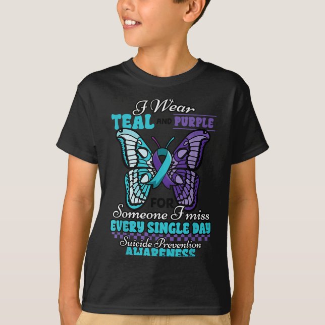 Camiseta Suicide Prevention Wear Teal Purple Someone I Miss (Anverso)