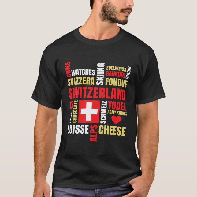 Camiseta Suiza Alpes Vacas Fondue Queso Esquí Suizo L (Anverso)