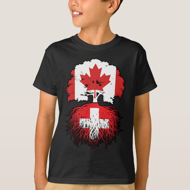 Camiseta Suiza Bandera suiza canadiense de árboles (Anverso)