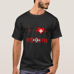 Camiseta Suiza Bandera Suiza Corazón Latido EKG Pulso S