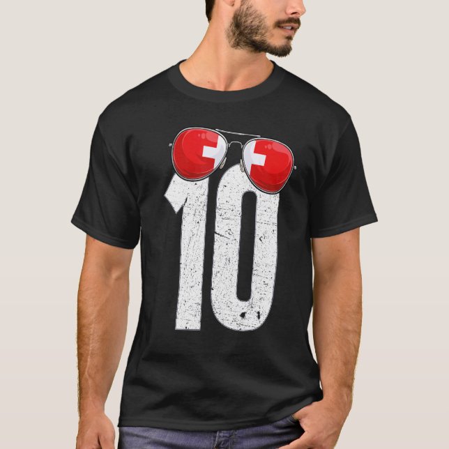 Camiseta Suiza Jugador de Fútbol Número 10 Bandera Suiza (Anverso)