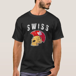 Camiseta Suiza Mohawk Skull Design Sport Supporter Su