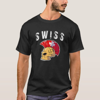 Camiseta Suiza Mohawk Skull Design Sport Supporter Su