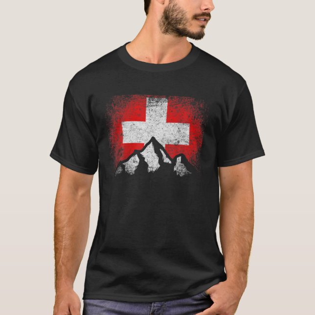 Camiseta Suiza Suiza Bandera Suiza Esquí de montaña Gift Co (Anverso)