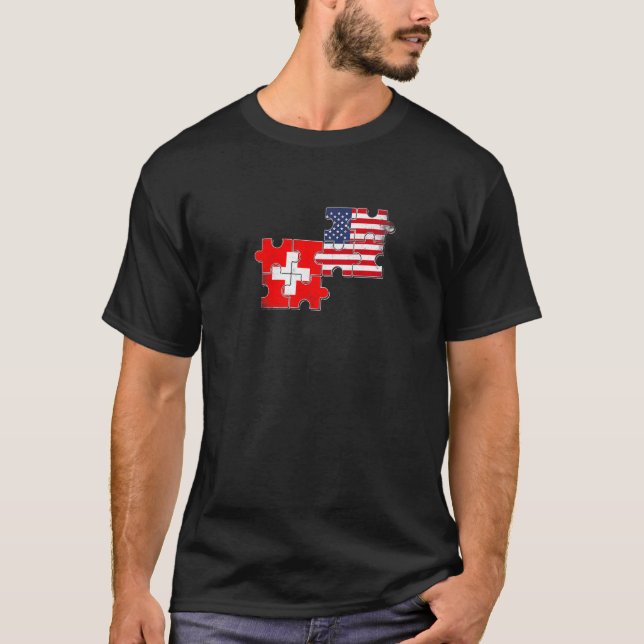 Camiseta Suiza Usa Love Roots Bandera Suiza Estadounidense (Anverso)