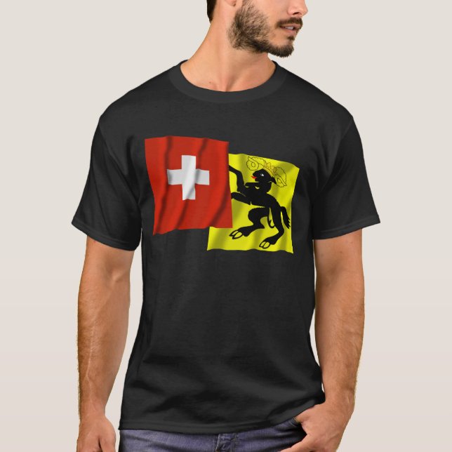 Camiseta Suiza y banderas que agitan de Schaffhausen (Anverso)