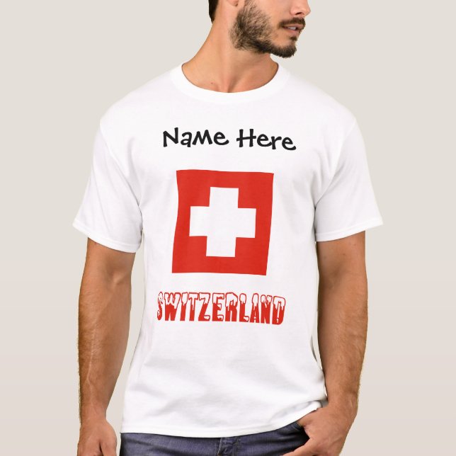 Camiseta Suiza y la bandera suiza con su nombre (Anverso)