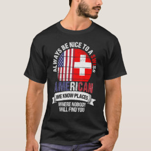 Camiseta Suizo Americano Conocemos Lugares donde Suiza Band