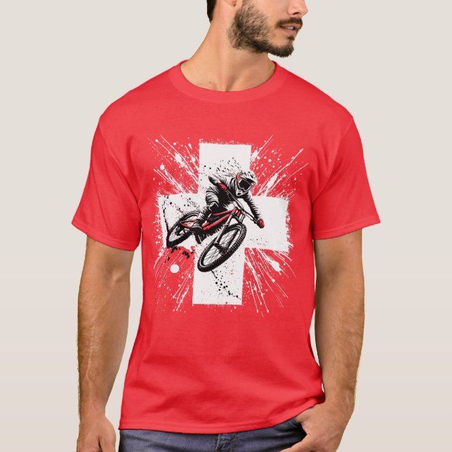 Camiseta Suizo de Montacicleta cuesta abajo - Suiza (Anverso)