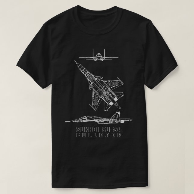 Camiseta Sukhoi Su34 Plano de vuelo para bombarderos rusos (Diseño del anverso)