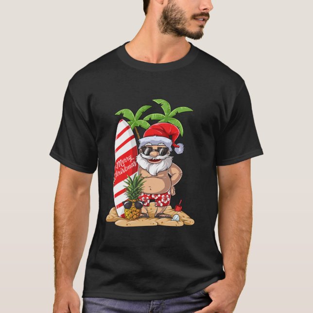 Camiseta Suma de regalos de surf de Santa Hawái en julio (Anverso)