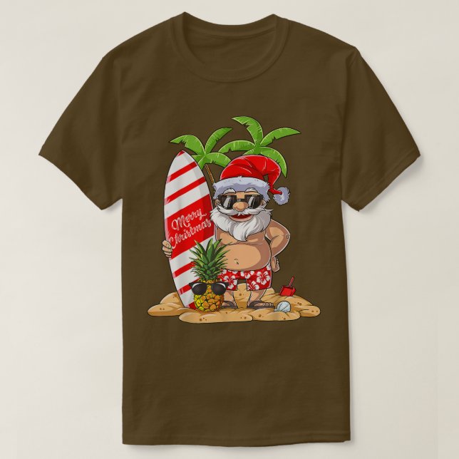 Camiseta Suma de regalos de surf de Santa Hawái en julio (Diseño del anverso)