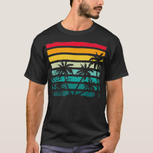 Camiseta Suma tropical retro de palmeras de coco exóticas e