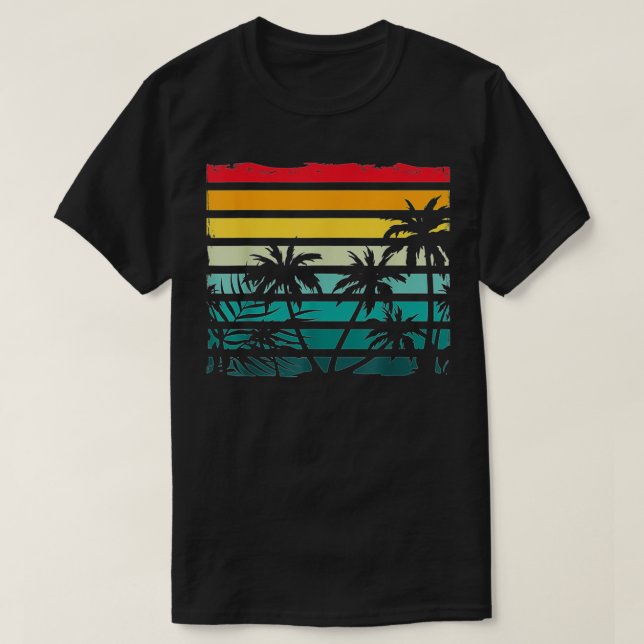 Camiseta Suma tropical retro de palmeras de coco exóticas e (Diseño del anverso)