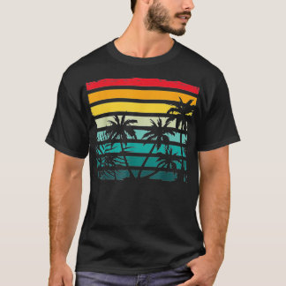 Camiseta Suma tropical retro de palmeras de coco exóticas e