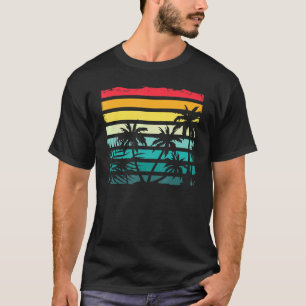 Camiseta Suma tropical retro de palmeras de coco exóticas e