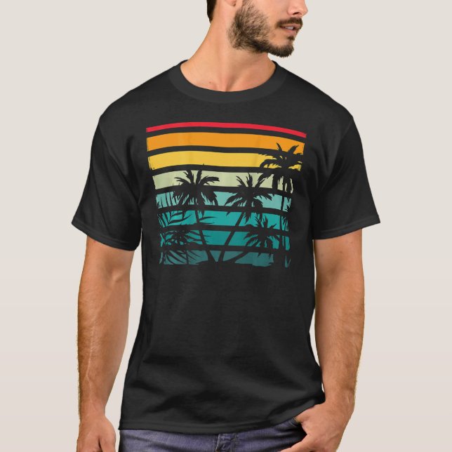 Camiseta Suma tropical retro de palmeras de coco exóticas e (Anverso)