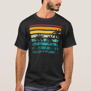 Camiseta Suma tropical retro de palmeras de coco exóticas e