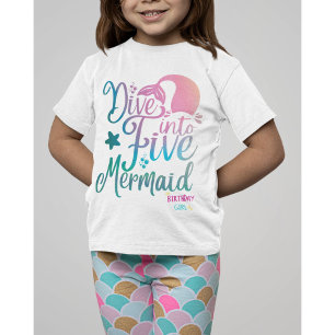 Camiseta Sumérgete en la niña de 5 cumpleaños sirena Camise