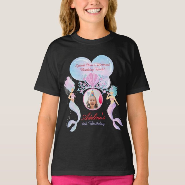 Camiseta ¡Sumérgete en una Fiesta de Cumpleaños de Sirena! (Anverso)