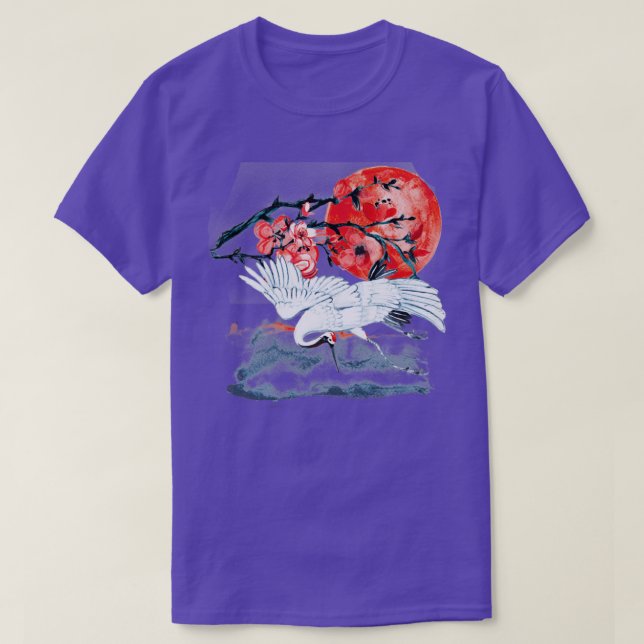 Camiseta Sumi E Crane y Sakura japoneses (Diseño del anverso)