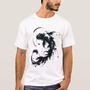Camiseta Sumie Brushstrot Karasu Black Koi Fish T-Shirt