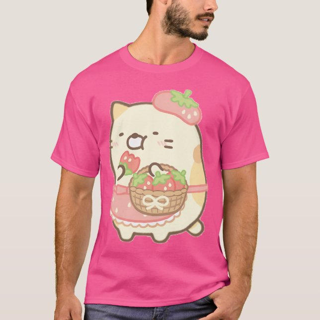 Camiseta Sumikko Gurashi Strawberry Cat (Anverso)