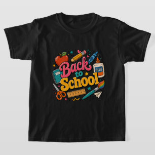 Camiseta Suministros de Dibujos Animados para el Regreso a