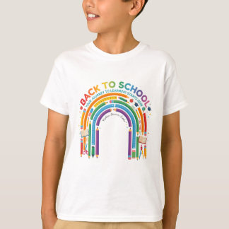 Camiseta Suministros Escolares de Regreso a Clases Arcoíris
