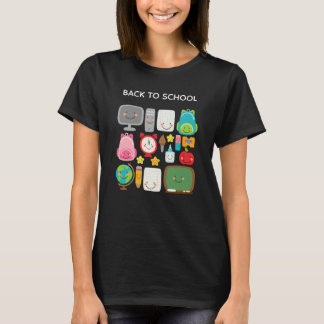 Camiseta Suministros escolares kawaii lindos para el regres
