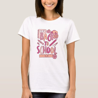 Camiseta Suministros escolares lindos y kawaii rosa para vo