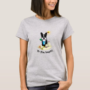 Camiseta Summer Beach Boston Terrier Dog (negro) Cute