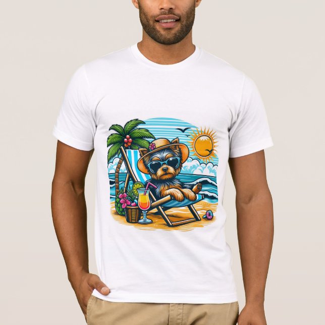 Camiseta Summer Beach Men Yorkshire Terrier (Anverso)