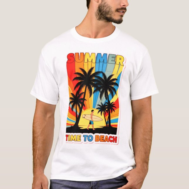 Camiseta Summer Beach Vibes Surfing Retro Sunset Design (Anverso)