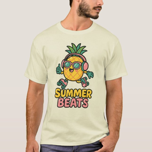 Camiseta Summer Beats – Cute Pineapple with Headphones (Anverso)