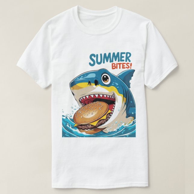 Camiseta Summer Bites – Shark Blue (Diseño del anverso)