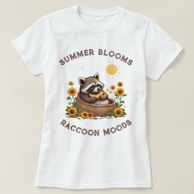 Camiseta Summer Blooms Raccoon Moods (Diseño del anverso)