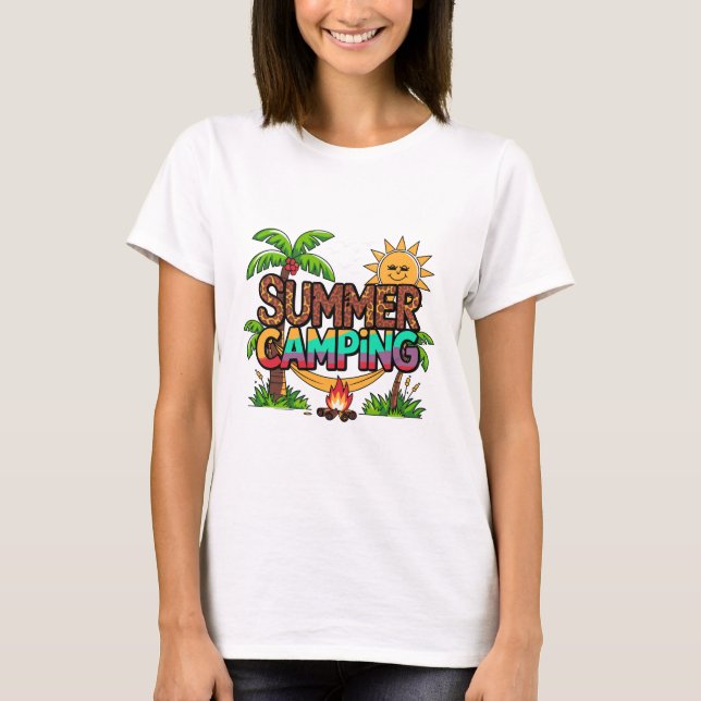 Camiseta Summer Camping Leopard Print Beach Hammock  (Anverso)