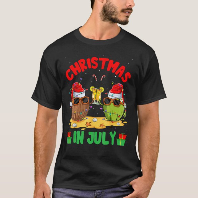 Camiseta Summer Christmas in July Coconut Wearing Sunglass  (Anverso)