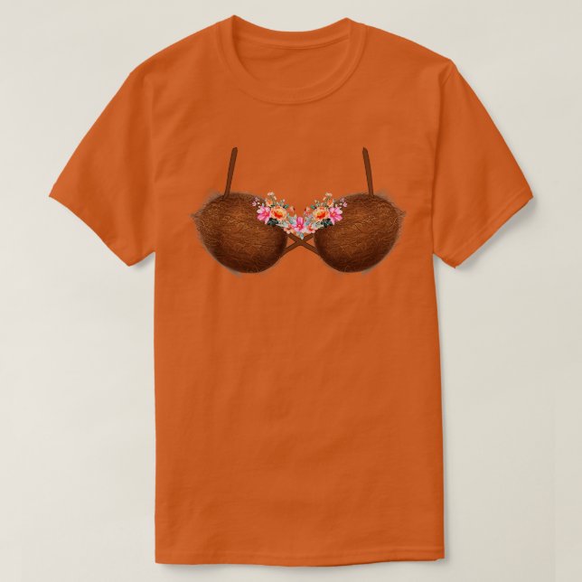Camiseta Summer Coconut Bra Hawaii Luau Flowery Costume Fun (Diseño del anverso)