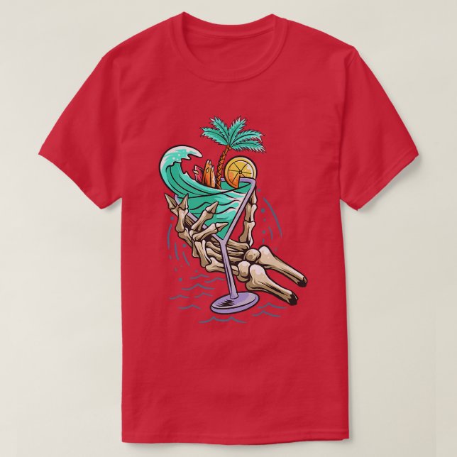 Camiseta Summer Hand Beach Skeleton Cocktail Summer 2022 Me (Diseño del anverso)