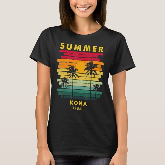 Camiseta Summer Kona Hawaii Beach Sunset Retro (Anverso)