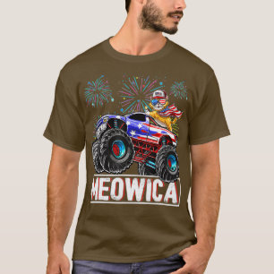 Camiseta Summer Meowica Cat Monster Truck American Flag