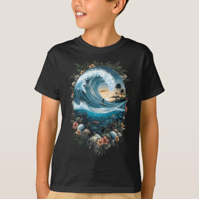 Camiseta Summer Ocean Wave Surfing Tropical Beach Reef  (Anverso)