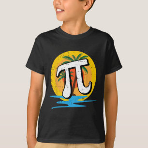 Camiseta Summer Pi Day Retro Beach Símbolos de matemáticas