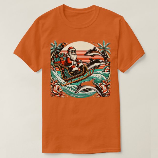 Camiseta Summer Sleigh Ride Santas trineo tirado por un del (Diseño del anverso)