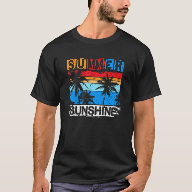 Camiseta Summer Sunshine Feelings Beach Palm Trees Holiday  (Anverso)