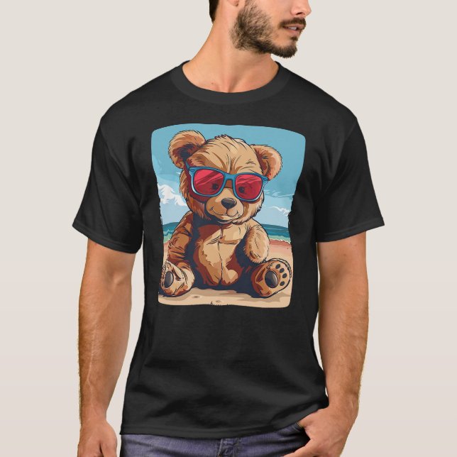 Camiseta Summer Teddy Bear with sunglasses and beach for Va (Anverso)