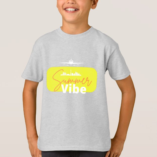 Camiseta Summer Vibe lindo chico gris (Anverso)